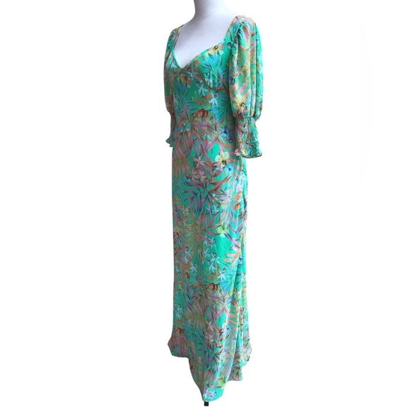 Luxxel Green Tropical Open Back Maxi Dress Women’s Size Large - Picture 3 of 8